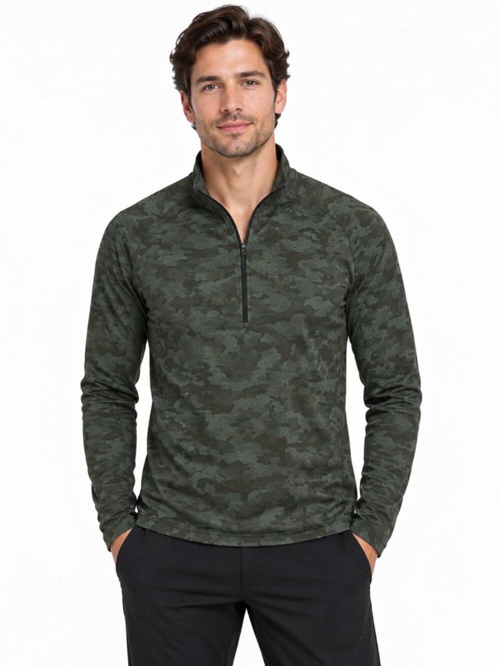 Men's Green Camouflage Long-Sleeve Shirt